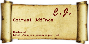 Czirmai János névjegykártya
